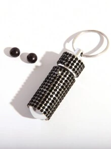 1入黑鑽石裝飾緊急醫藥瓶袋吊墜,戶外防水迷你醫藥瓶鑰匙扣 - 黑色 - 查看 3