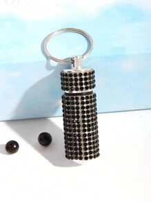 1入黑鑽石裝飾緊急醫藥瓶袋吊墜,戶外防水迷你醫藥瓶鑰匙扣 - 黑色 - 查看 1