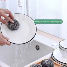 4 件裝不銹鋼絲清潔球,用於廚房清潔、鍋碗瓢盆清洗 - 銀色 - 查看 7