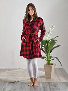 A DORMIR Bata Larga Calientita Para Mujer - Rojo - Ver 2