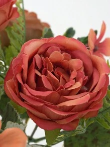 1支人造牡丹花束,玫瑰花蕾,情人節禮物,婚禮裝飾,新娘手花,花材,diy花環材料,新年家飾、臥室、客廳、花瓶配件,節日生日派對裝飾,花材 - 亮橙色 - 查看 4