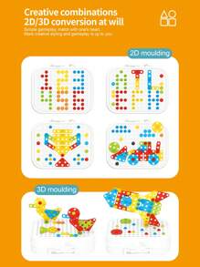 5合1 Diy 獨角獸螺絲刀工具儲存盒,便攜工具箱,兒童教育玩具,設計馬賽克拼圖遊戲親子遊戲,是兒童新年最好的禮物 - 粉色 - 查看 6