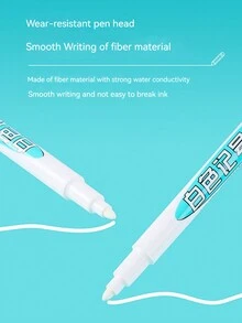 6入組快乾且耐水性白色記号筆,20毫米長嘴1毫米/0.7毫米彩色筆,適用於木材、石頭、塑料、皮革、玻璃、石頭、金屬藝術用品 - 白色 - 查看 3