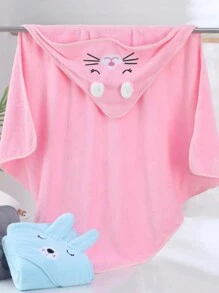 Coral Fleece Cute Cartoon Animal Hooded Bath Towel, Soft Absorbent Quick-Dry Bathrobe Cloak For Newborns, Toddlers, Infants, For Swimming And Bathing, 1pc