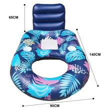 新款充氣泳池躺椅、沙灘浮標玩具、日光浴椅、水上樂趣、浮游筏、pvc材質、適用於成人 - 寶藍色 - 查看 6