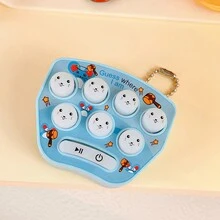 1入組卡通迷你手持式打地鼠電子遊戲玩具鑰匙鍊掛件,教育學生禮物 - 藍色 - 查看 1