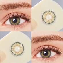 1對自然色彩化妝彩色隱形眼鏡,14mm 直徑,純正的榛色,適用於眼妝,美容增強,全年使用 - 珊瑚橙 - 查看 2