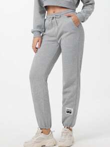 Guicizi Ladies' Light Gray Sports Pants, Casual Tapered Sweatpants - Light Grey - View 5