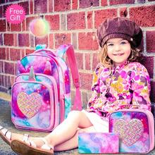 3pcs/Set Girls' Backpack With Starry Sky Print & Unicorn Pattern, Including Lunch Box And Pencil Case For Elementary School Students - Pink - View 5
