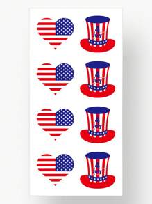 美國國旗,日,國慶節主題,星光圖案暫時性貼紙,一次性使用 - 彩色 - 查看 11