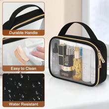 2 Packs Transparent Travel Makeup Bag, TSA Approved Toiletry Bag, Clear Makeup Bags With Handles, Quart Size Clear Toiletry Bags, Double-Layer PVC Clear Cosmetic Bags For Women And Men, Carry On Airport Airline Compliant Bag Beach Bag Beach Essentials Beach Towel Organizer Beach Accessories Beach Stuff Holiday Bag Holiday Essentials For Summer For Vacation - Black - View 4