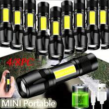 1/2/4/8pcs Mini Torch, LED Rechargeable Flashlight, Portable USB Charging Flashlight, Durable Waterproof Long Range Lantern For Camping - Black & Yellow - View 1
