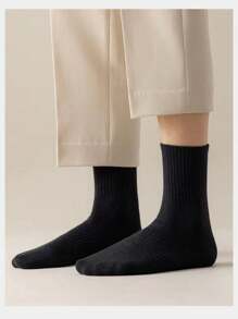 15 Pairs Men's Solid Color Crew Socks, Summer Sports