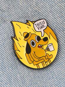 1 bucată This Is Fine Broșă drăguț smalț Pin desene animate Vopsea Insignă Accesorii pentru haine Fermec pentru geantă Artizanat Bijuterii pentru blugi Geantă Pălărie Guler Cămașă Cadouri de petrecere de Ziua Îndrăgostiților pentru bărbați și femei Dachshund Therian Ace drăguț Ace de rucsac