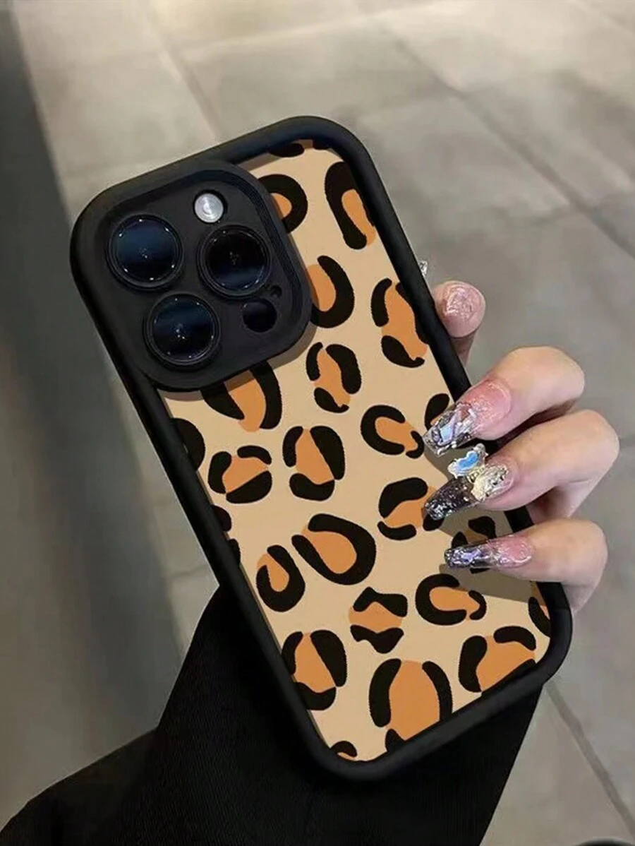 1pc Leopard Print Protective Phone Case Compatible With Iphone - Multicolor - View 1