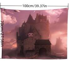 1 件城堡風格牆掛毯、臥室美學掛毯、客廳、卡通動漫懸掛家居裝飾、luau 派對、商店背景、掛毯美學裝飾 - 粉色 - 查看 2