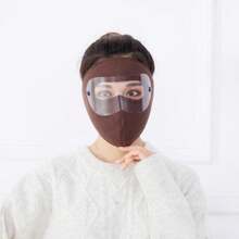 1入流行簡約風格多色極柔極暖極保暖面罩,適用於女性日常穿著和各種戶外運動活動 - 咖啡棕 - 查看 10