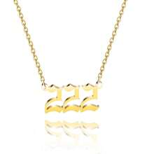 1條不分男女的不銹鋼幸運號碼項鍊,簡約鈦鋼111-999數字吊墜項鍊,歐美風格 - 數字 - 查看 9