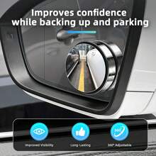 2pcs Blind Spot Car Mirrors, Silver 2 Inch Reusable Round HD Glass Convex 360° Wide Angle Side Rear View Mirror With Sucker For Cars SUV Trucks New Design - Silver - View 5
