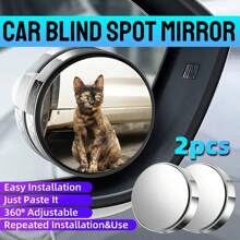 2pcs Blind Spot Car Mirrors, Silver 2 Inch Reusable Round HD Glass Convex 360° Wide Angle Side Rear View Mirror With Sucker For Cars SUV Trucks New Design - Silver - View 1