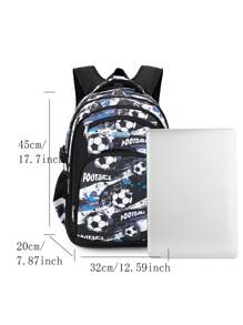 CUSANGEL Black Multi-Soccer Themed Backpack For Primary School Students - Multicolor - View 4