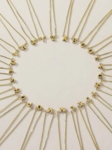 1pc Fashionable Minimalist English Letter Pendant Necklace - Gold - View 2
