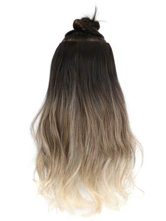 18" Heat Resistant Synthetic Matte Wig Hair Weft Extensions, Women Wavy Ombre Colored, Suitable For Daily Wear