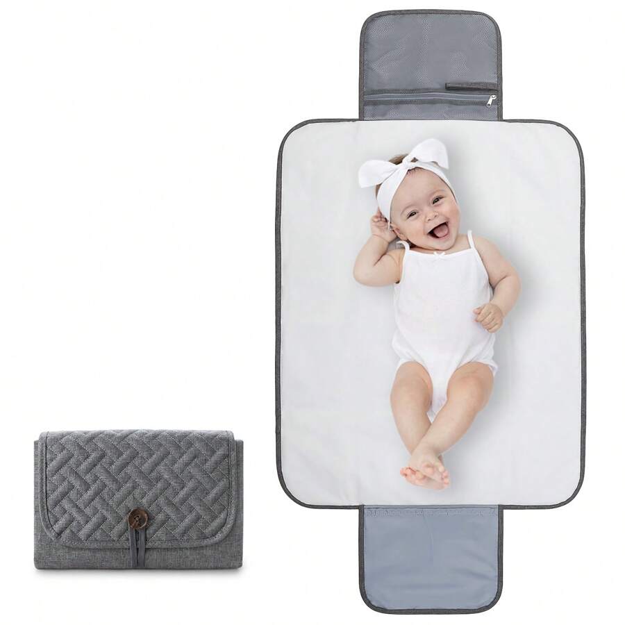 Newborn Baby Waterproof Diaper Changing Mat, Easy To Clean And Comfortable To Sit On, Diaper Changer Pad - Grey - View 1