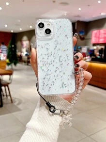 1入加厚清澈防摔設計星空圖案硅膠手機殼,附熊貓造型鑰匙扣,適用於蘋果和三星型號 - 無色 - 查看 4