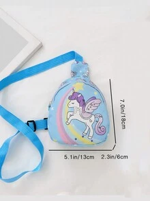 兒童尼龍卡通胸包,可愛的獨角獸輕盈錢包,多功能攜帶式休閒信使包幼兒園學生小餐包戶外旅行用糖果收納包兒童禮物,肩帶可調節,適用於學生男孩和女孩假期旅行使用,旅行配件藍色 - 藍色 - 查看 3