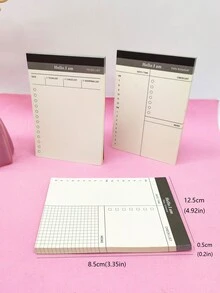 3 件/套 150 張辦公室和學習待辦事項清單便簽本、便攜式每週/每月計劃表和日程筆記本用於日常任務 - 黑與白 - 查看 2