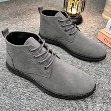 男裝中筒休閒英倫風麂皮皮鞋,多用途裝扮/商務休閒皮鞋 - 灰色 - 查看 2