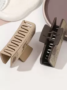 Set de 2 pinzas para el cabello de cuero de poliuretano con diseño pintado a mano de girasol y vaca de las tierras altas, diseñadas para otoño e invierno, accesorios de cabello bohemios tipo garra, pinzas para el cabello, pinzas para el cabello, sujetadores para el cabello, clips para el cabello, accesorios de cabello para mujer para vacaciones, atuendos de verano, viajes, fiestas - Multicolor - Ver 2