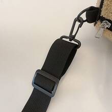 女士新款時尚毛絨手提包,柔軟的肩背袋,斜跨包,抱枕包 - 黑色 - 查看 6