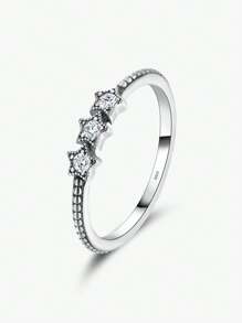 MODIAN 女性銀色星星戒指,流行的食指堆疊戒指,精細的銀色工藝戒指,適用於女孩學院配件婚禮訂婚新娘珠寶