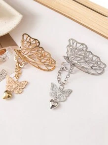 1入組金屬空心蝴蝶形鉗子，3D蝴蝶及發帶鉗，適用於髮捲、馬尾和半盤髮型 - 8CM - 查看 5