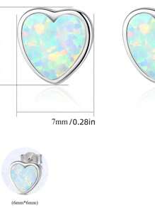 1 對獨特、時尚、簡約的蛋白石和 S925 純銀鑲嵌心形耳環,質地細膩,適合女士日常佩戴和派對。防過敏、優雅時尚、職場宴會必備、通勤風 - 彩色寶石耳釘 - 查看 6