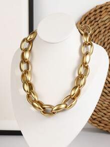 1 件歐美誇張粗鏈嘻哈風格 Ccb 暗金銀項鍊女式 - 銀色 - 查看 5