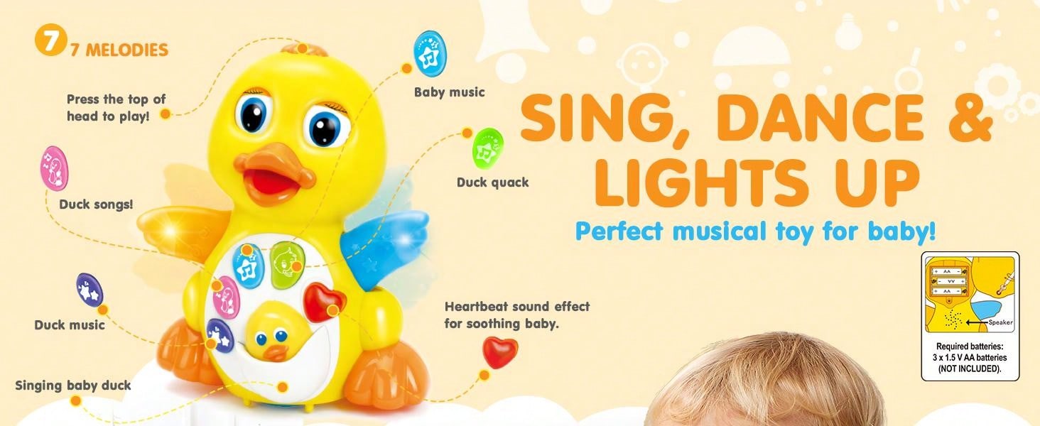 Syncfun Baby Musical Duck Toy, Dancing Walking Yellow Duck, Baby Toy