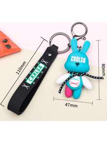 1pc Pink Banded Rabbit Key Chain Pendant Couple Bag Decoration Doll Gift Key Chain Creative Bunny Band Cool Keychain For Women With High-End Feeling For Car, Motorcycle, Chain Pendant For Bags Wristlet Keychain