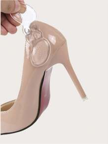 1pair Silicon Gel Heel Cushion Anti-Slip & Anti-Blister Shoe Insert For Heel, Adjust Shoe Size Down, Half Size Pad For High Heels - Clear - View 5