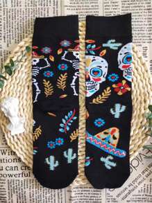 1/2 Paia Di Calzini Ciurici Dall'design Asimmetrico, Calzini Alla Moda E Curiosi Per Uso Quotidiano E Da Festa - nero - Visualizzare 3