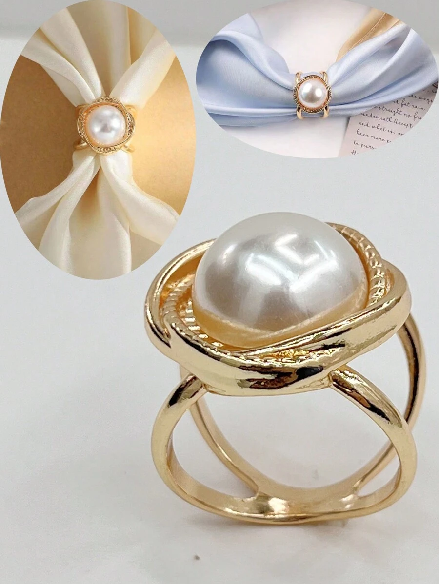 1pc Minimalist Fashion Zinc Alloy Scarf Decorative Buckle - Yellow Gold - View 1