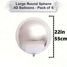 1 个/6 个，22 英寸银色 4D 镜面球金属装饰气球，适合庆祝和派对装饰，充满氦气用于漂浮、万圣节、感恩节和圣诞节礼物、圣诞节 - 銀色 - 查看 5
