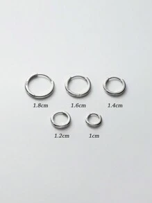 MODIAN Sterling Silver Minimalist Hoop Earrings - Silver - View 1