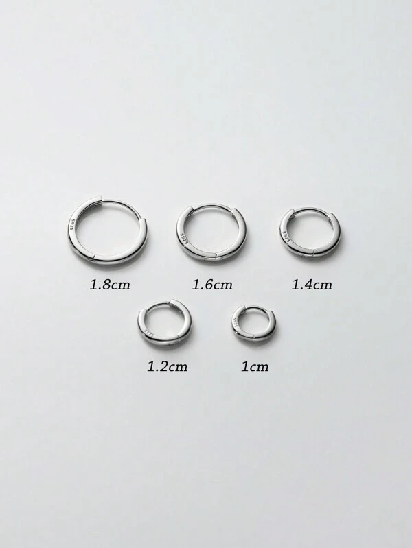 MODIAN Pendientes de aro plata esterlina minimalista