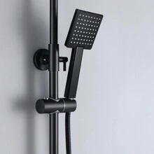 Columna Ducha, Auralum Columna Ducha Negra Altura Regulable 90-124cm, Columna de Ducha con Alcachofa de Ducha Cuadrado para Baño - Negro - Ver 8