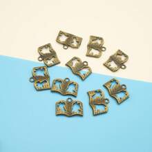 10入組復古風格合金自製珠寶配件書形吊墜14x17x2mm - 復古銀色 - 查看 4