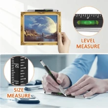 3pcs 6-In-1 Silver Multifunctional Pens, Men'S Gift Multifunctional Tool Pen With Screwdriver, Ruler, Spirit Level, Ballpoint Pen And Fountain Pen Refills, Christmas Gifts For Dad, Grandpa, Unique Men'S Gift - Black - View 6