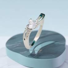 時尚簡約的求婚情侶訂婚戒指,求婚禮物戒指,1個入組 - 愛心戒指 - 查看 3